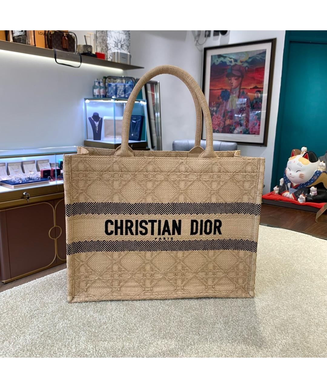 CHRISTIAN DIOR Бежевая пелетеная сумка тоут, фото 9