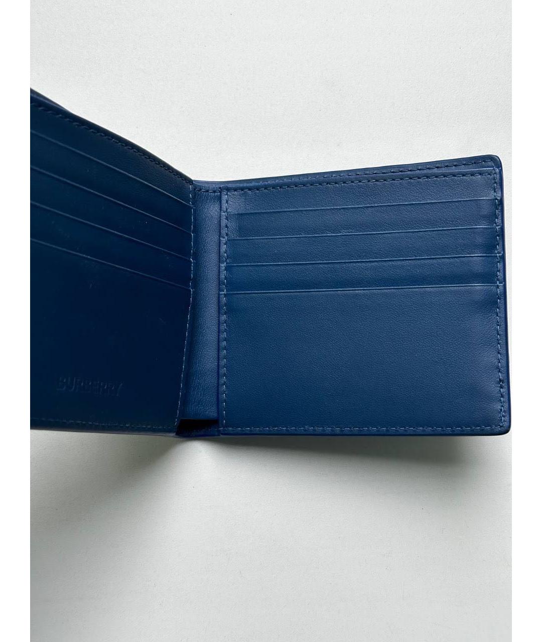 BURBERRY Темно-синий кожаный кошелек, фото 4
