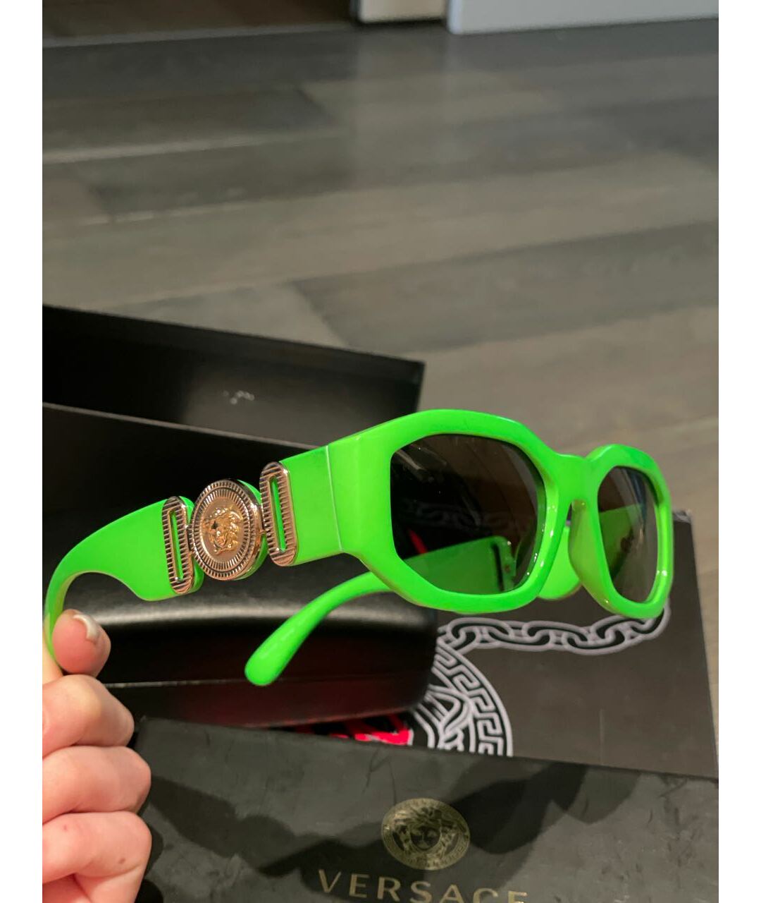 VERSACE Зеленые пластиковые солнцезащитные очки, фото 2