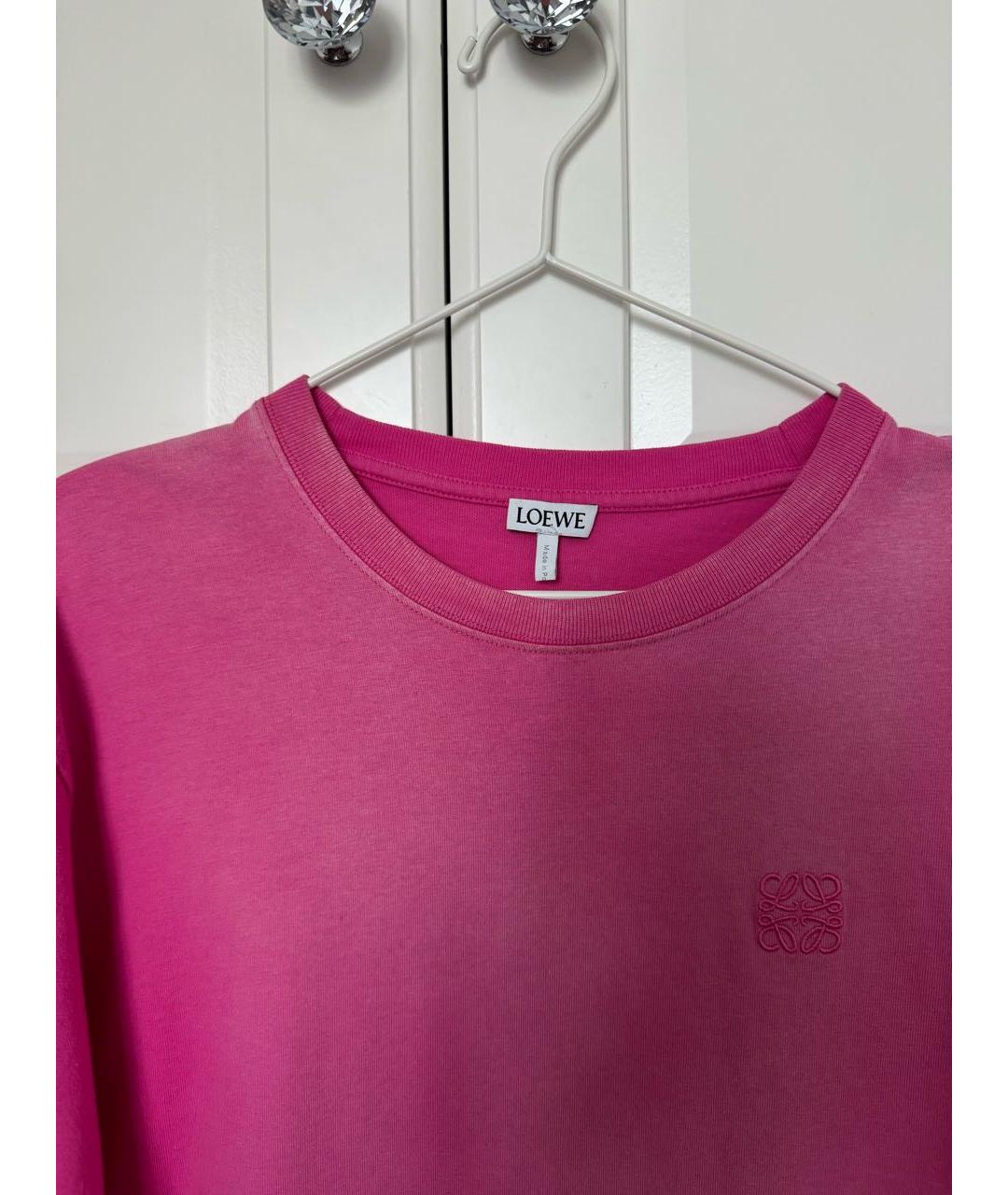 LOEWE Розовая хлопковая футболка, фото 3
