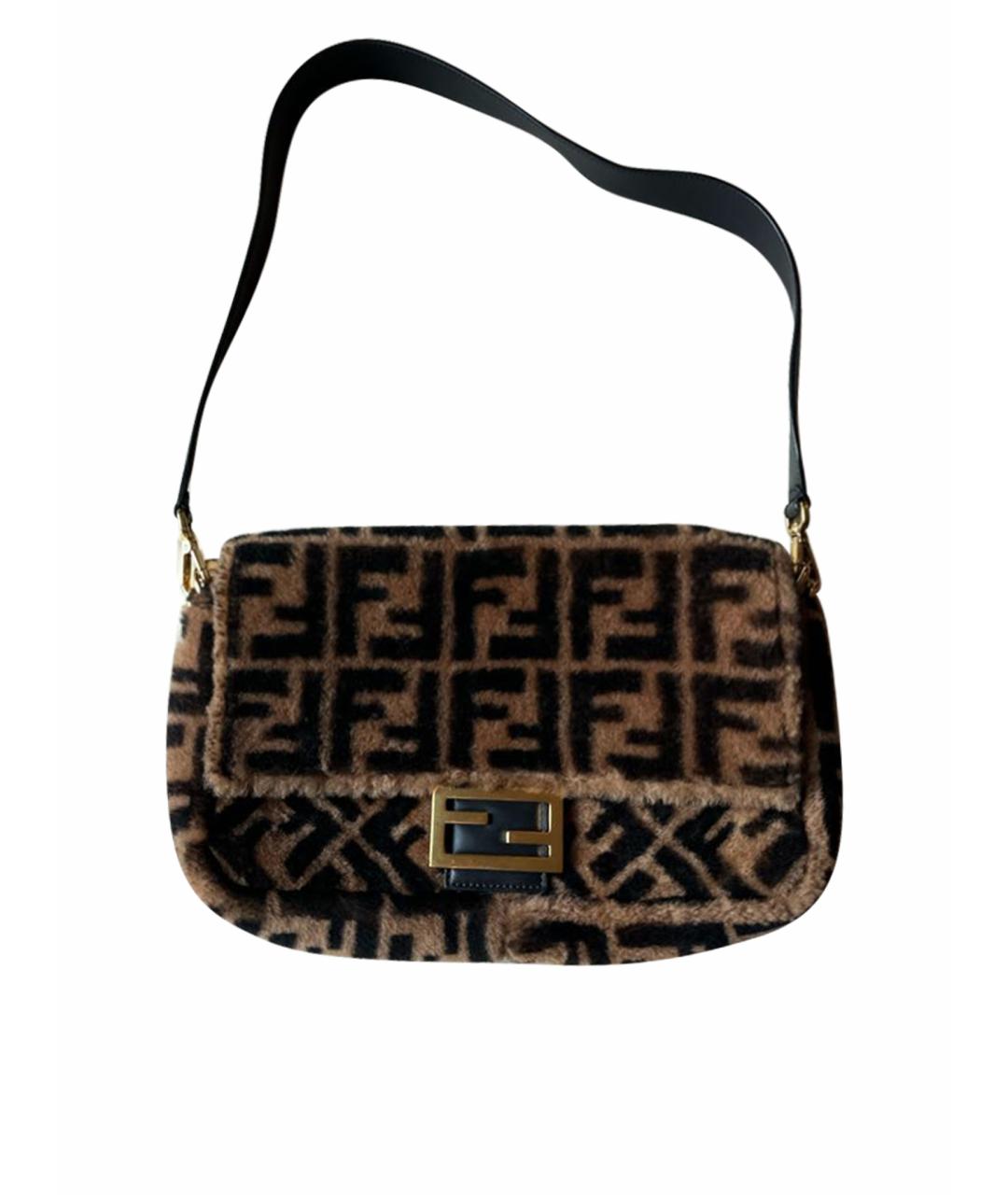 FENDI Коричневая меховая сумка через плечо, фото 1