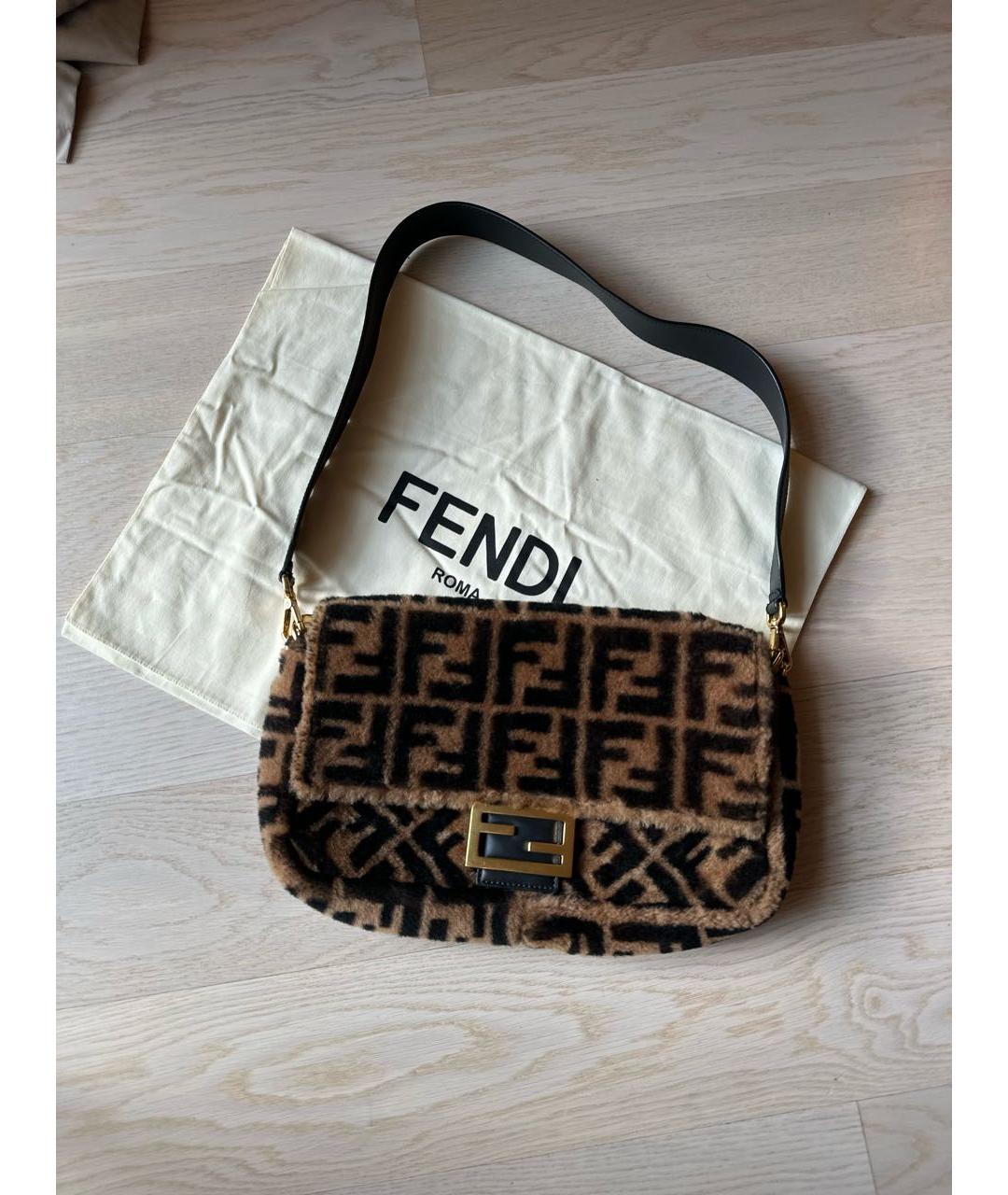 FENDI Коричневая меховая сумка через плечо, фото 9