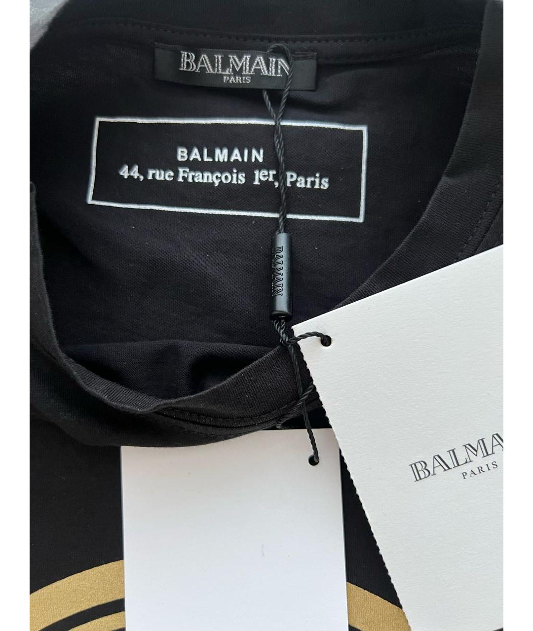 BALMAIN Черная хлопковая футболка, фото 4