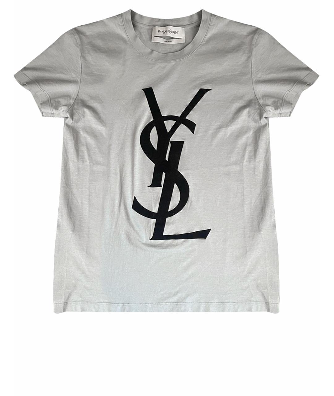 SAINT LAURENT Голубая хлопковая футболка, фото 1