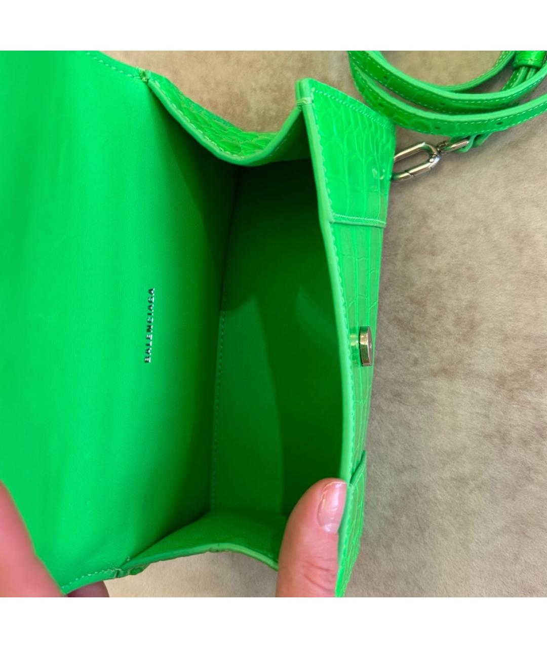 BALENCIAGA Зеленая сумка через плечо из лакированной кожи, фото 5