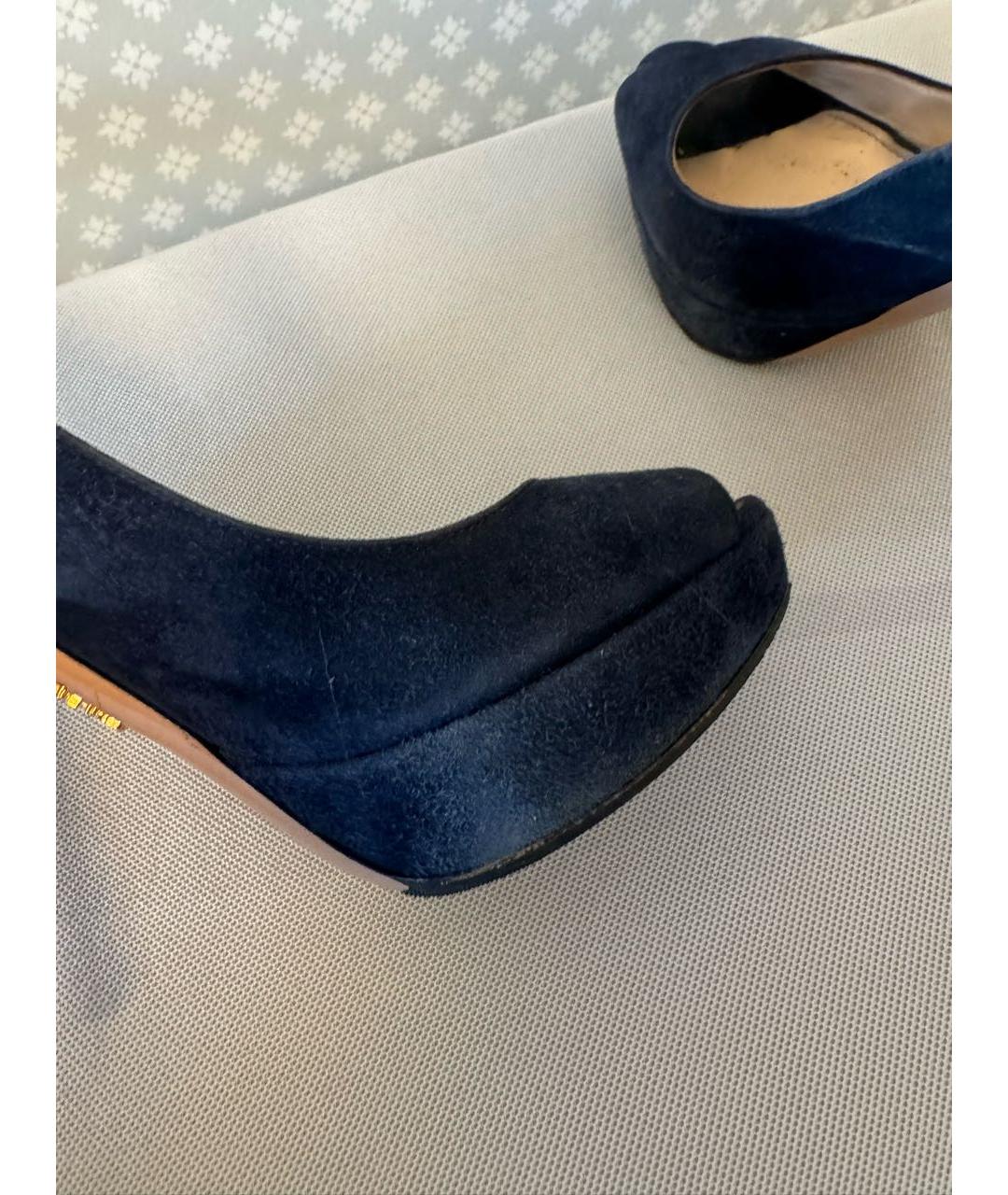 PRADA Темно-синие замшевые туфли, фото 7