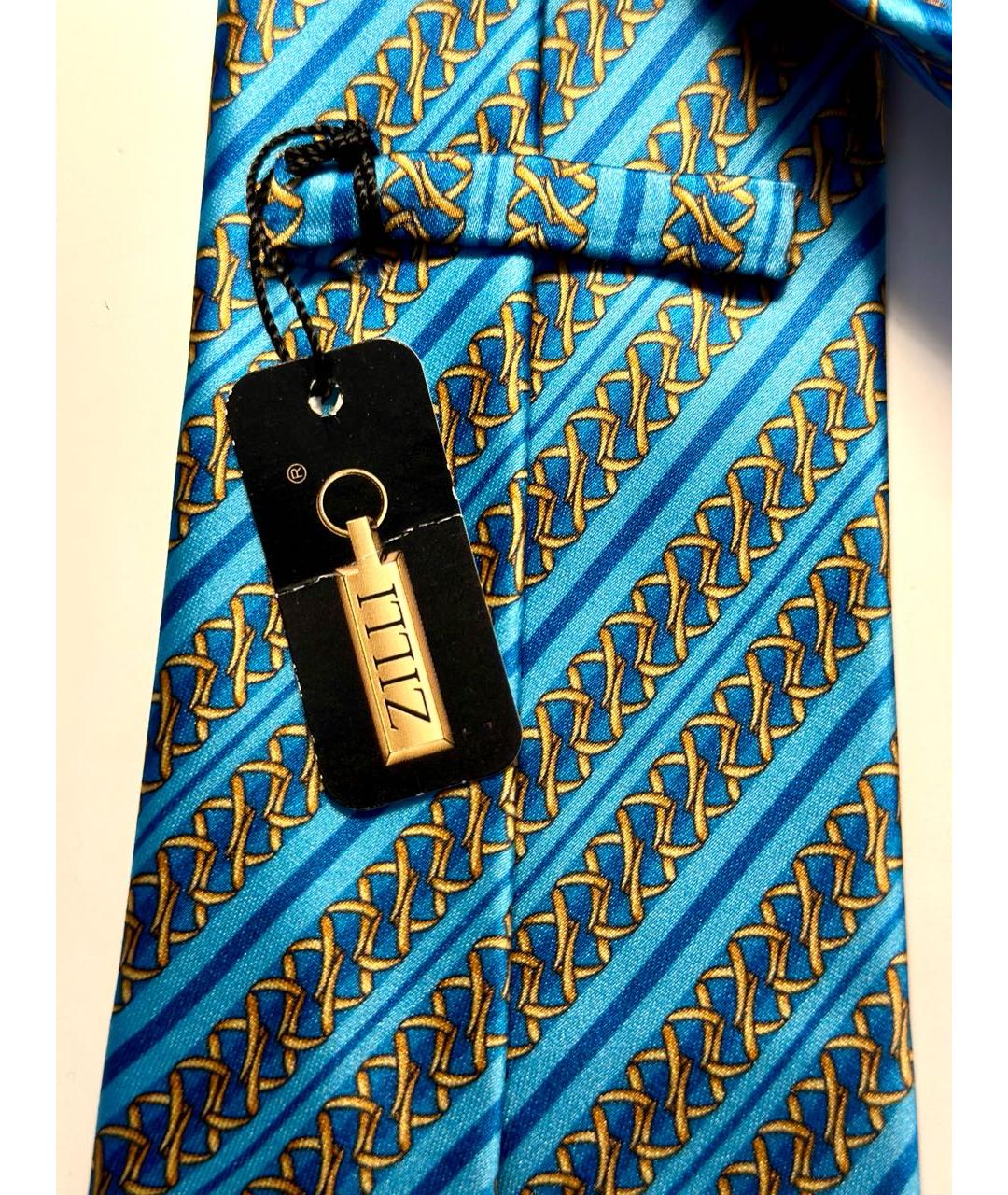 ZILLI Бирюзовый шелковый галстук, фото 4