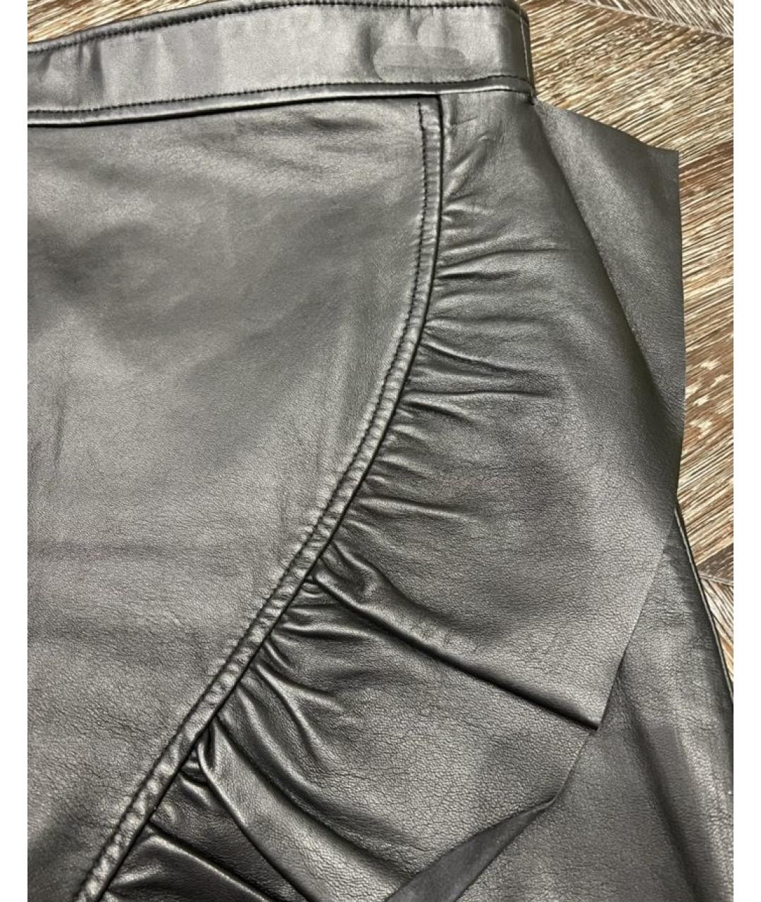 SANDRO Черная кожаная юбка мини, фото 6