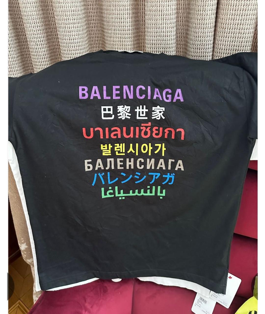 BALENCIAGA Черная хлопковая футболка, фото 2