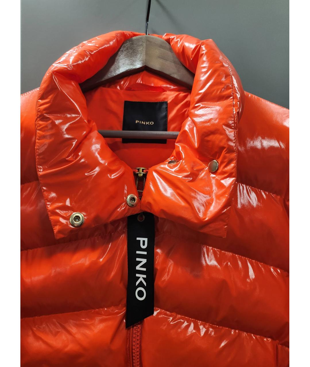 PINKO Оранжевая полиэстеровая куртка, фото 3