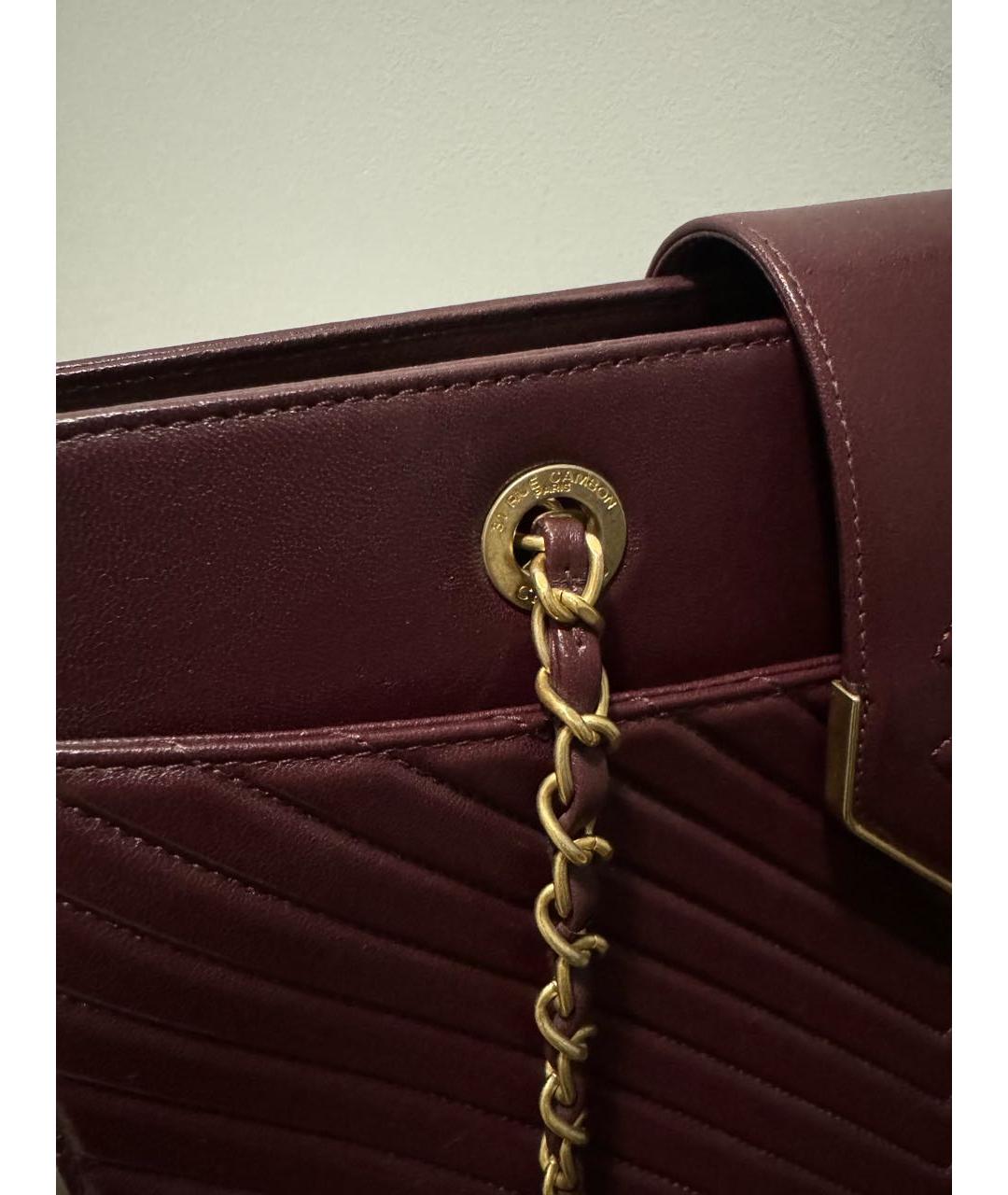 CHANEL PRE-OWNED Бордовая кожаная сумка с короткими ручками, фото 8