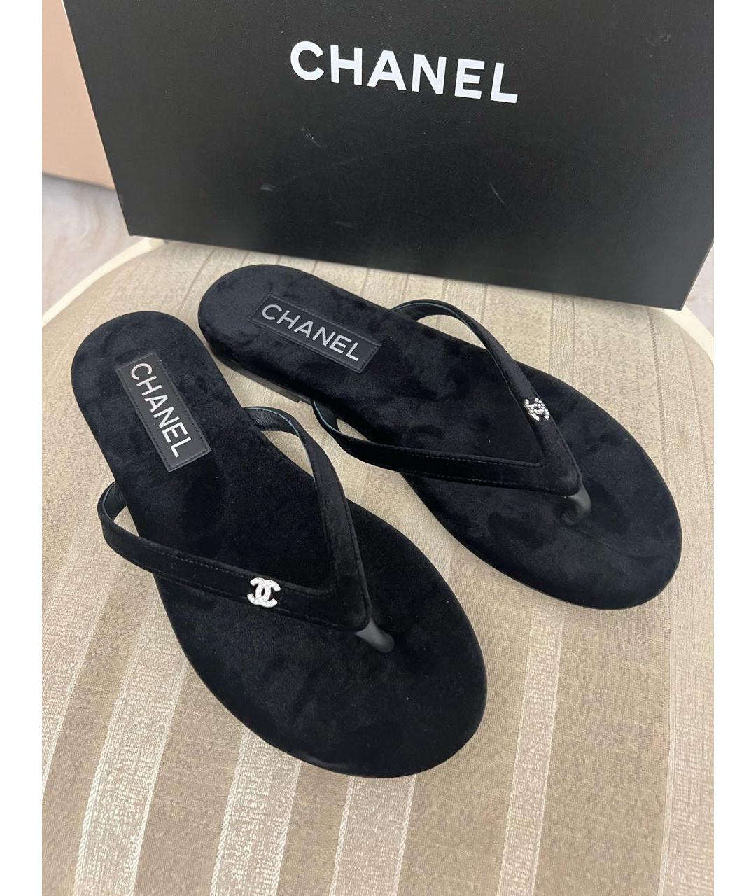 CHANEL Черные шлепанцы, фото 3