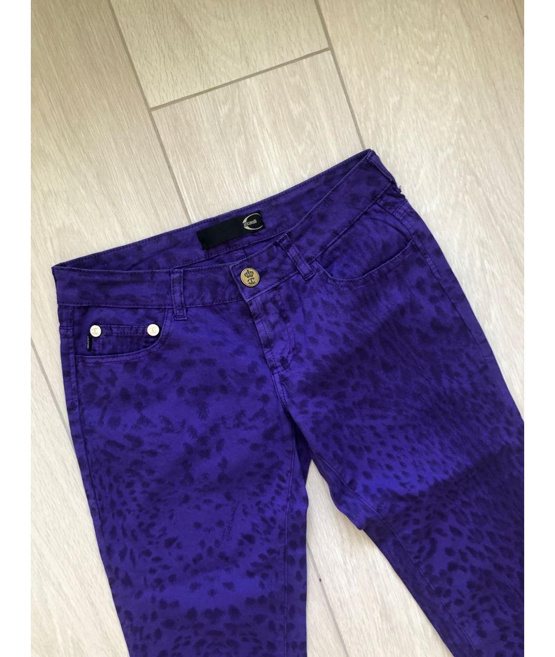 JUST CAVALLI Фиолетовые хлопко-эластановые джинсы слим, фото 3