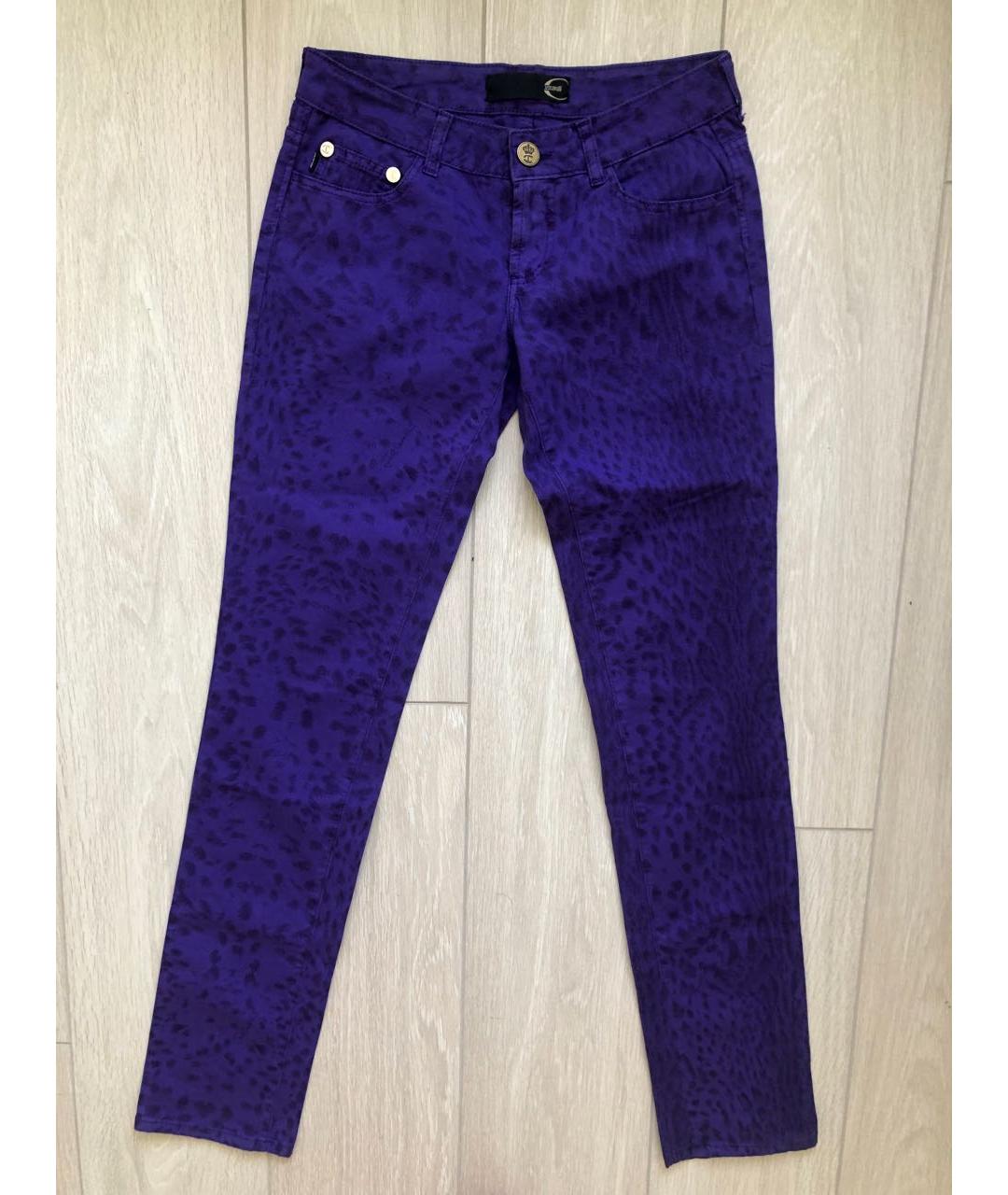 JUST CAVALLI Фиолетовые хлопко-эластановые джинсы слим, фото 9