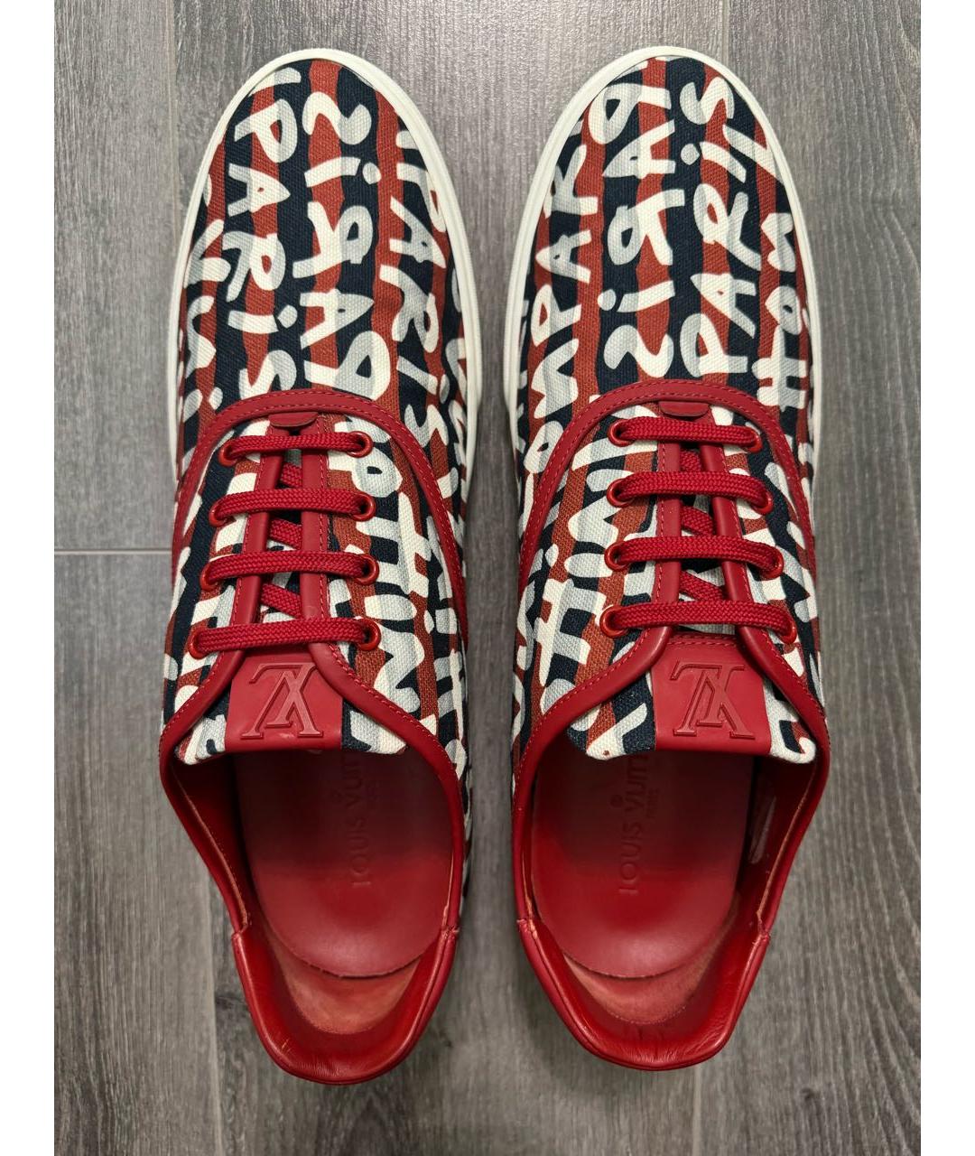 LOUIS VUITTON Красные текстильные низкие кроссовки / кеды, фото 3