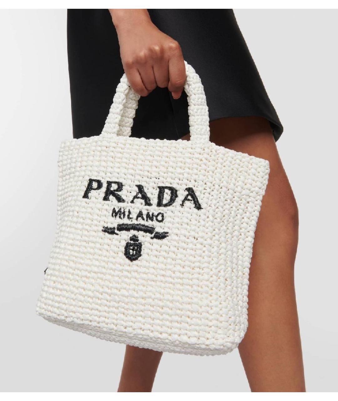 PRADA Белая пелетеная пляжная сумка, фото 3