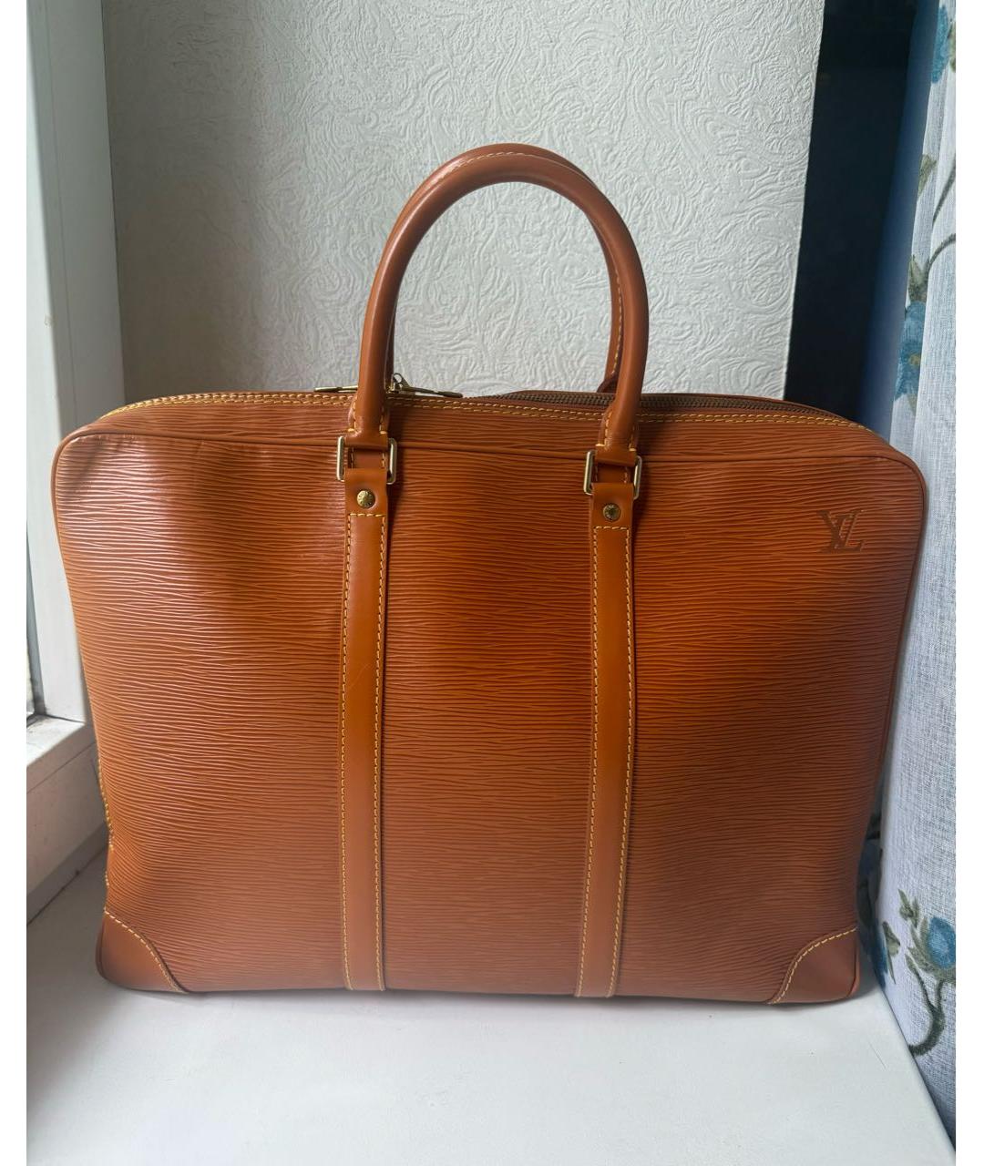 LOUIS VUITTON PRE-OWNED Оранжевый кожаный портфель, фото 9