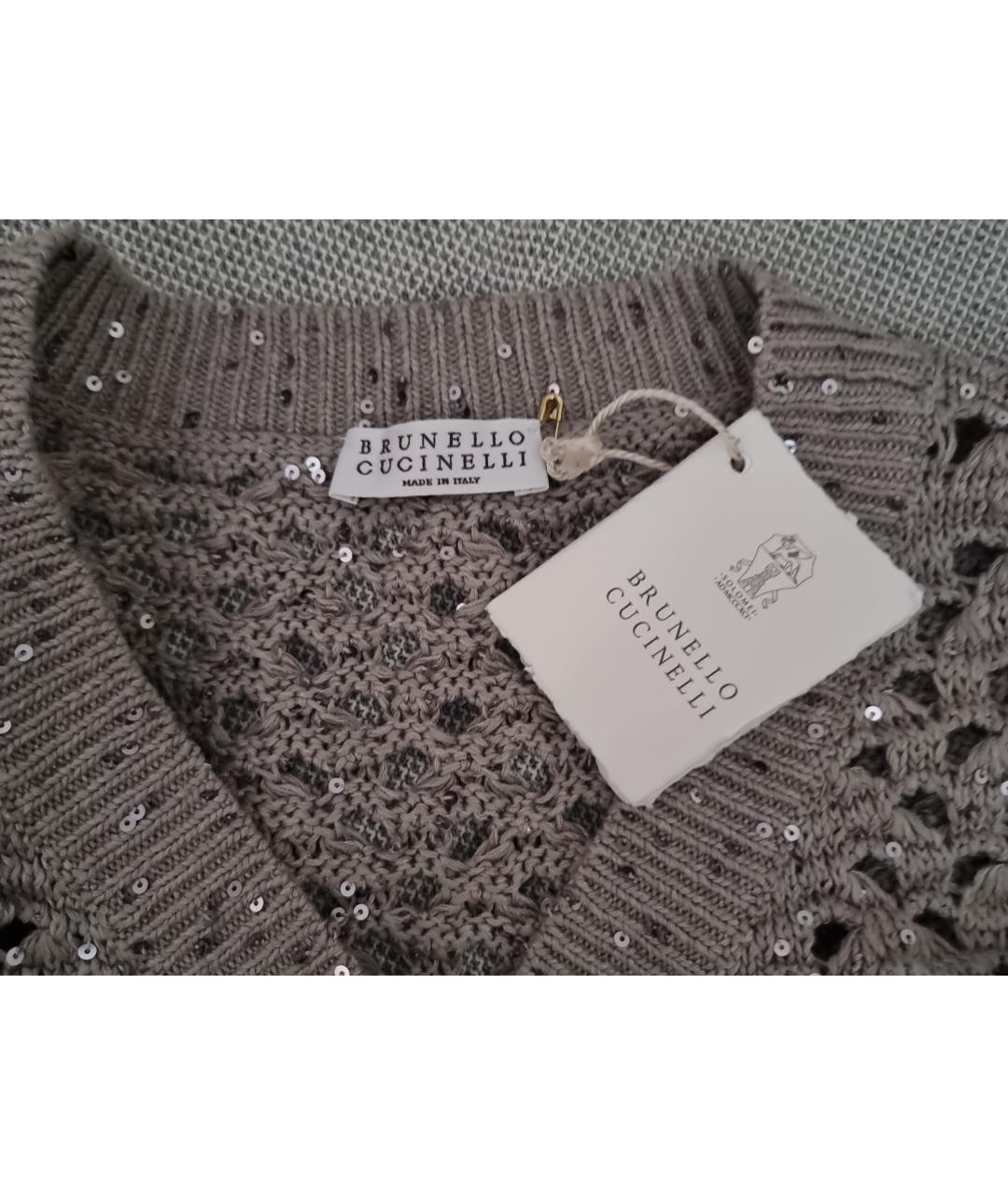 BRUNELLO CUCINELLI Серый хлопковый джемпер / свитер, фото 3