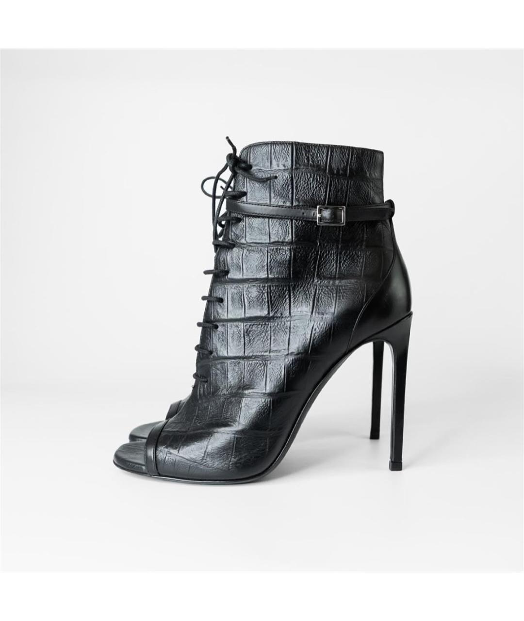 SAINT LAURENT Черные кожаные ботильоны, фото 5