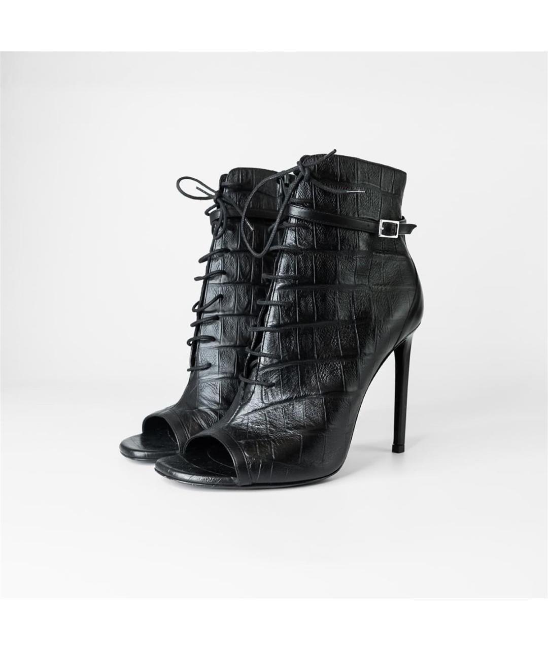 SAINT LAURENT Черные кожаные ботильоны, фото 2
