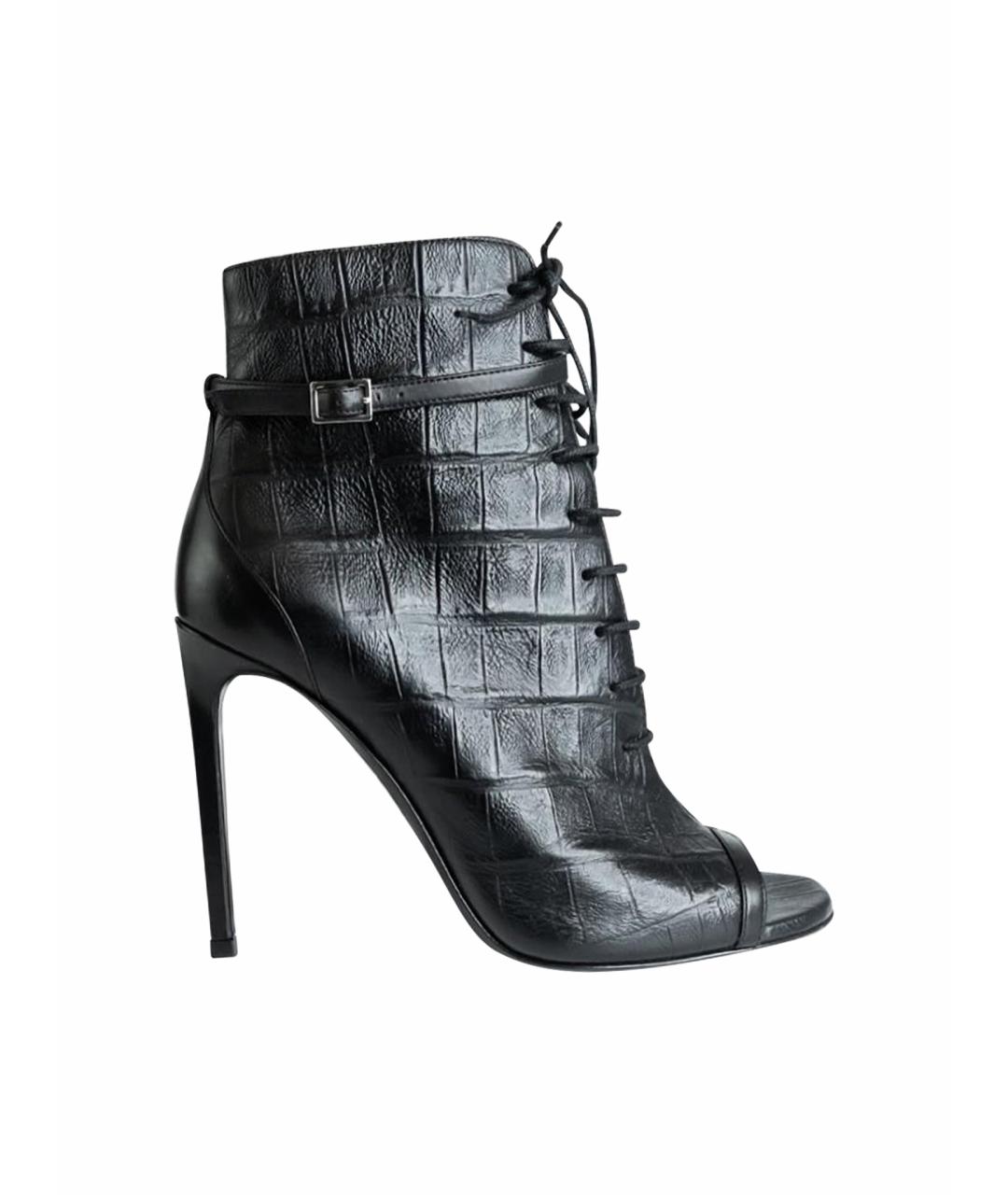 SAINT LAURENT Черные кожаные ботильоны, фото 1