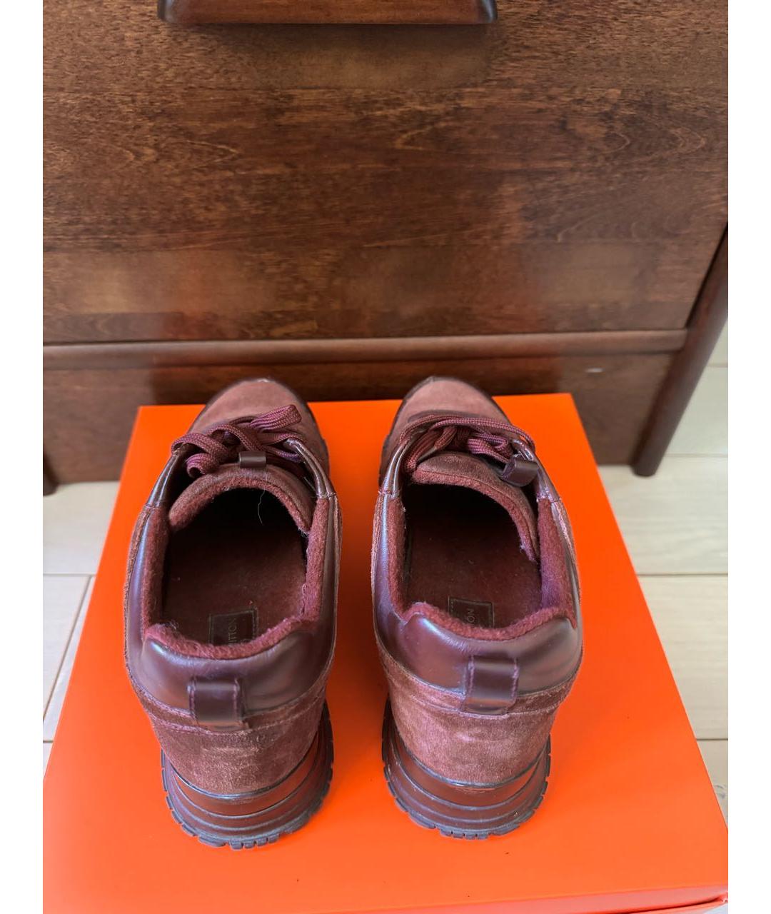 LOUIS VUITTON Бордовые замшевые кроссовки, фото 3