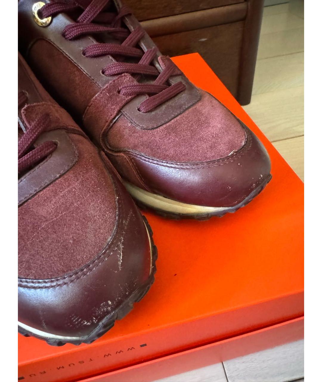 LOUIS VUITTON Бордовые замшевые кроссовки, фото 6