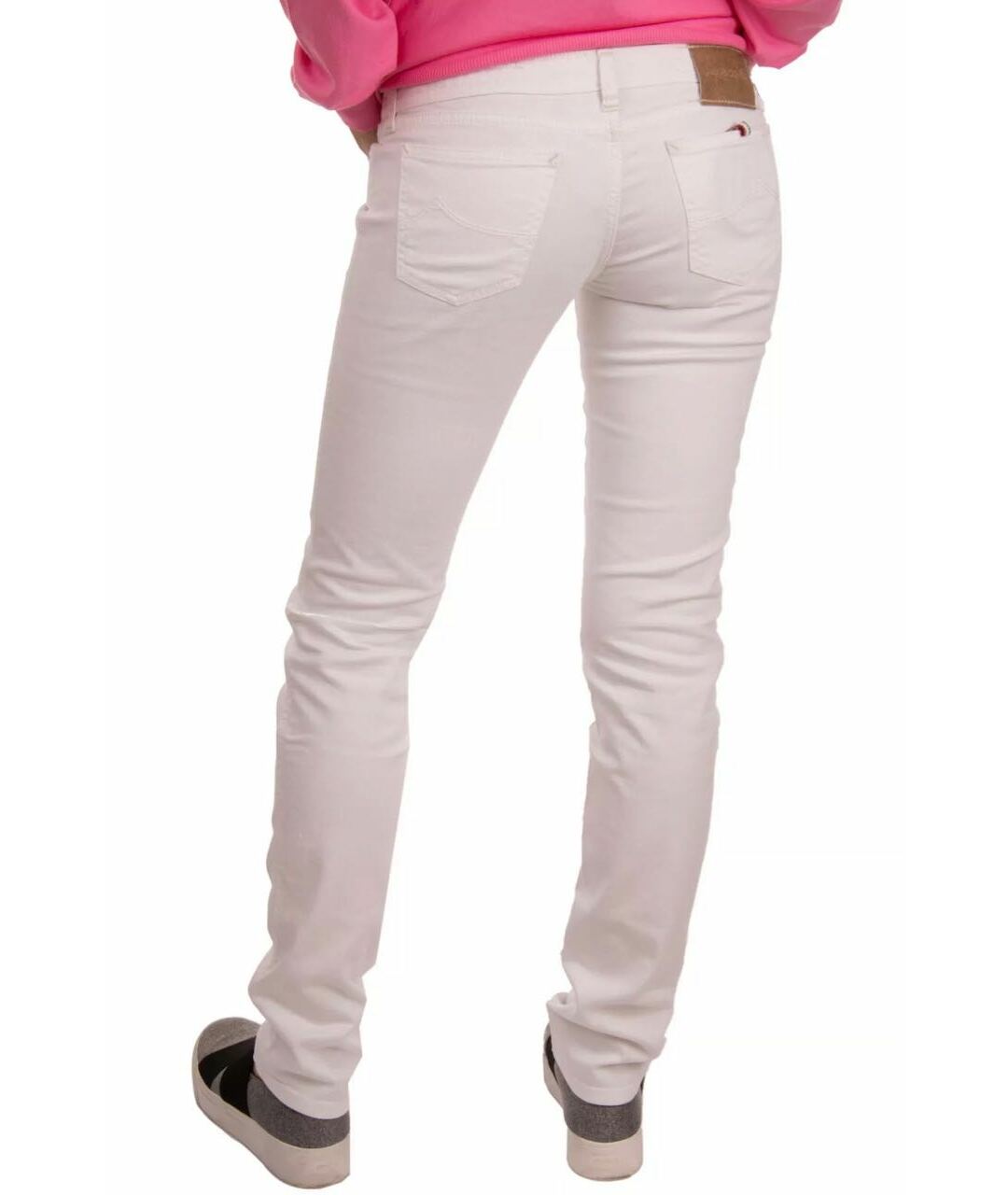 JACOB COHEN Белые хлопко-эластановые прямые джинсы, фото 8