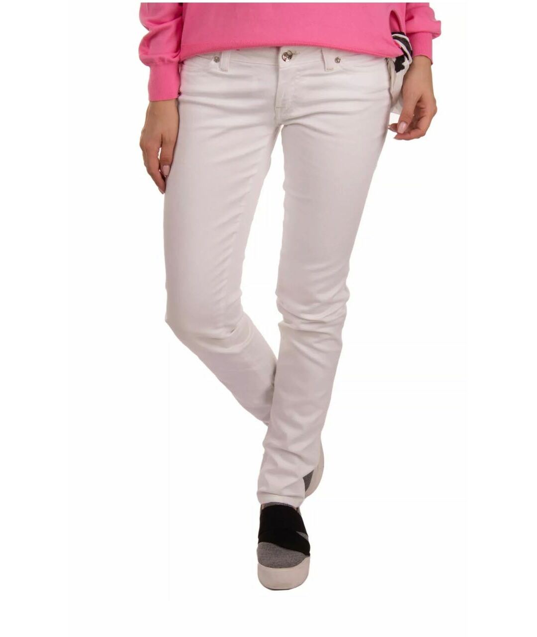 JACOB COHEN Белые хлопко-эластановые прямые джинсы, фото 7