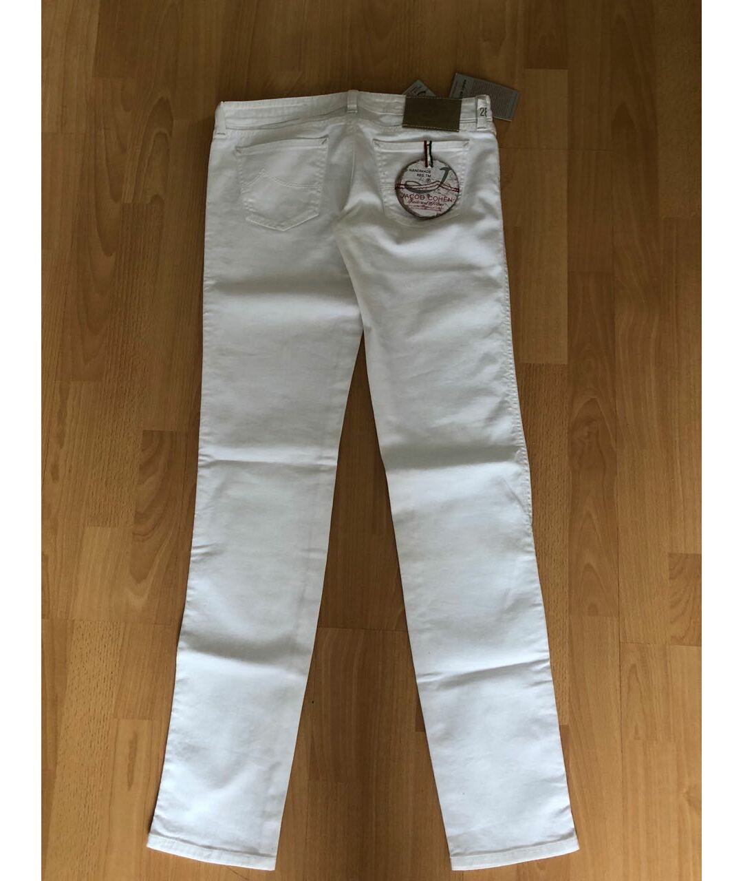 JACOB COHEN Белые хлопко-эластановые прямые джинсы, фото 9