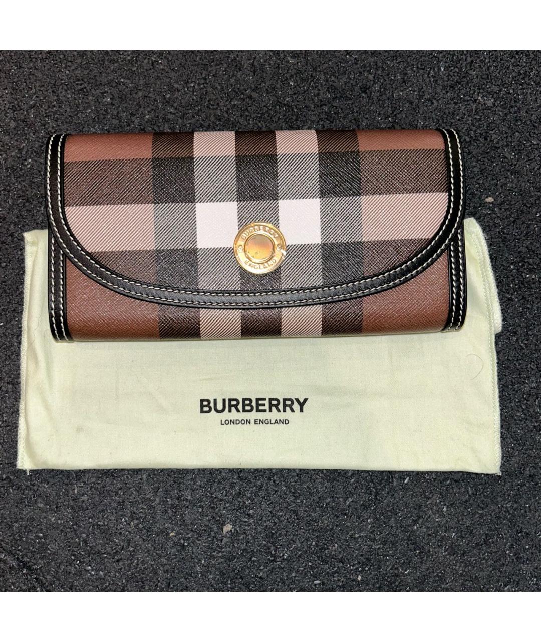 BURBERRY Коричневый кожаный кошелек, фото 7