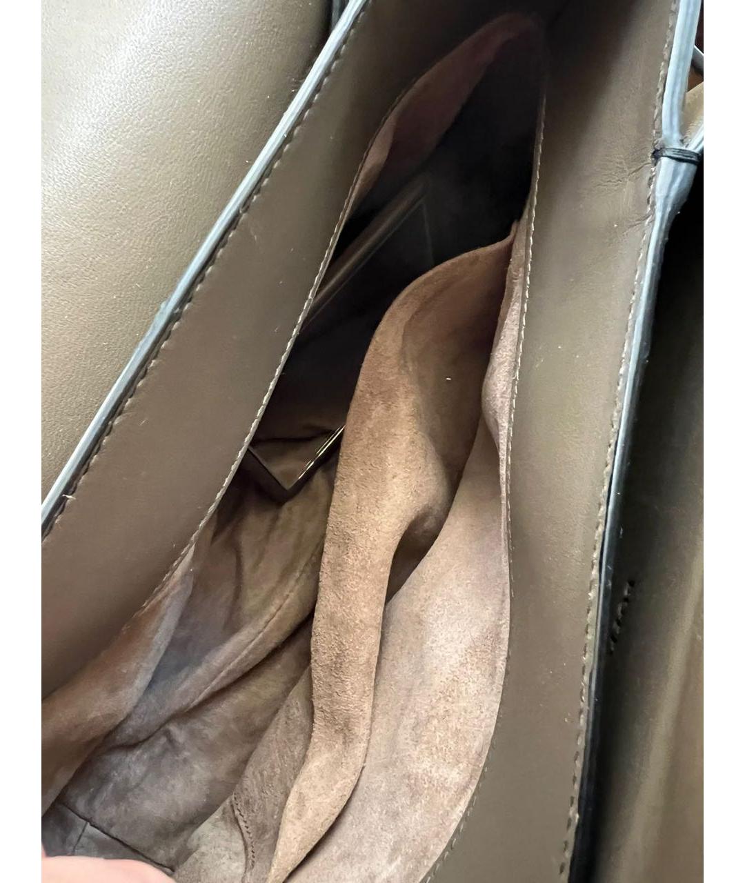 BOTTEGA VENETA Серая кожаная сумка с короткими ручками, фото 7