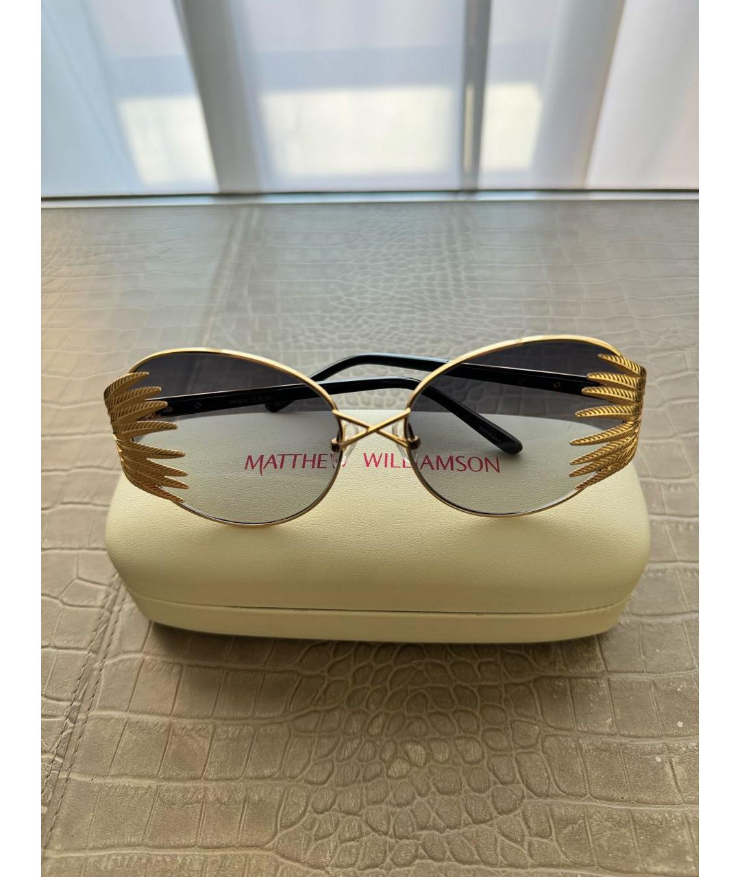 MATTHEW WILLIAMSON Золотые металлические солнцезащитные очки, фото 4
