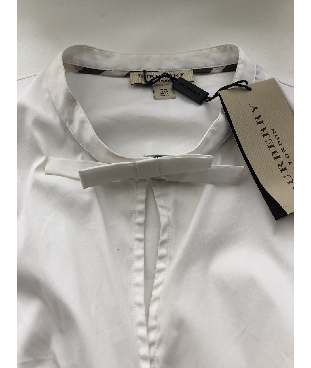 BURBERRY Белая хлопко-эластановая рубашка, фото 5
