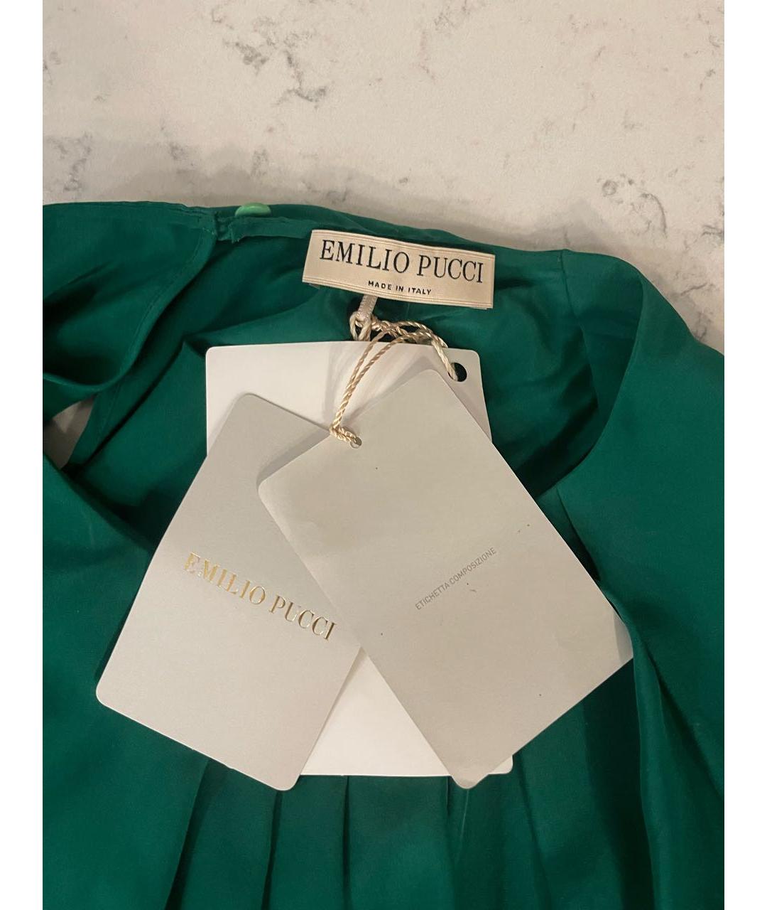 EMILIO PUCCI Зеленая шелковая блузы, фото 3