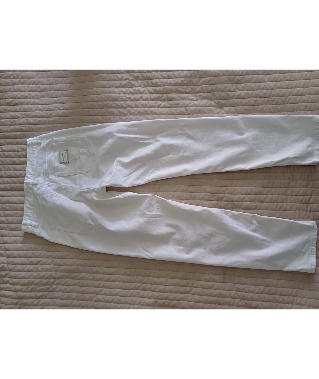 DOLCE&GABBANA Белые хлопко-эластановые джинсы слим, фото 2