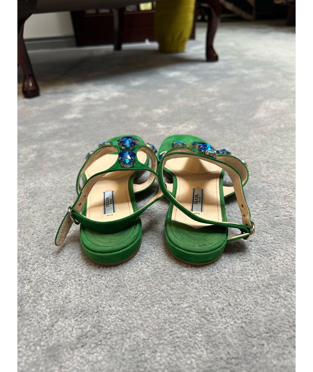 PRADA Зеленые замшевые сандалии, фото 4