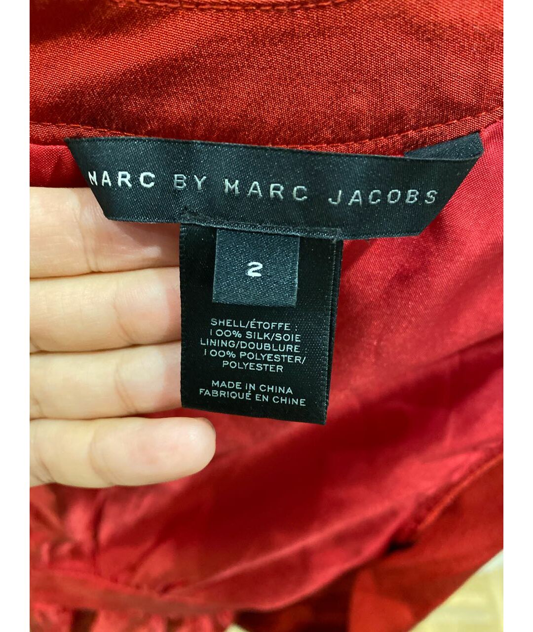 MARC BY MARC JACOBS Красное шелковое повседневное платье, фото 5