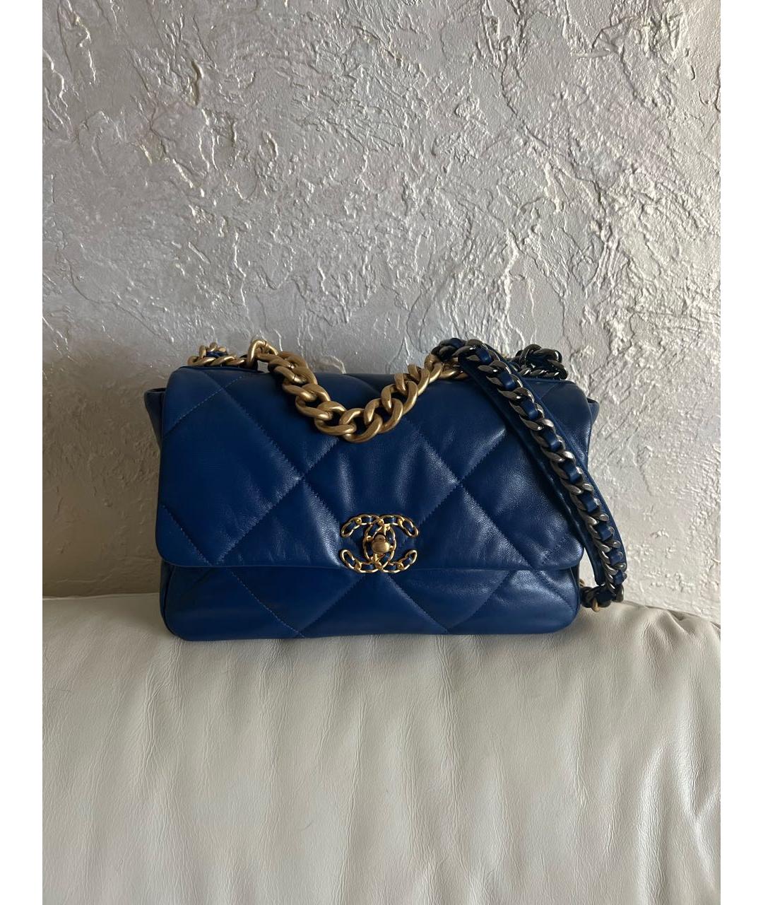 CHANEL PRE-OWNED Темно-синяя кожаная сумка через плечо, фото 5