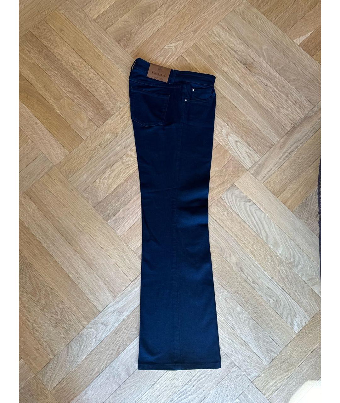 GUCCI Темно-синие хлопковые джинсы клеш, фото 5