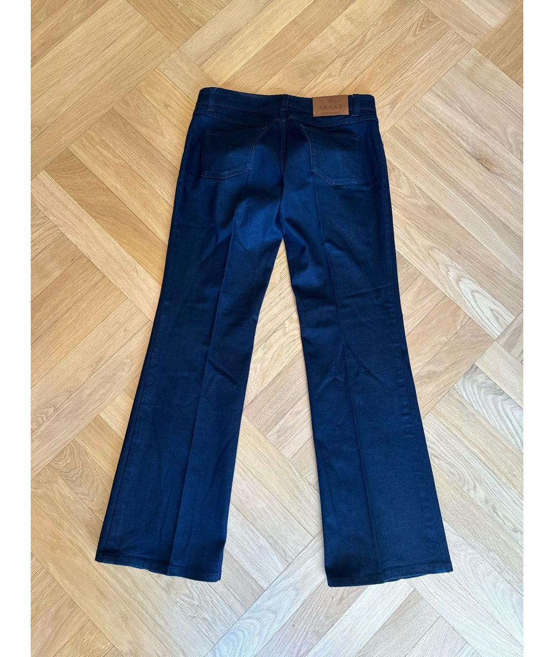 GUCCI Темно-синие хлопковые джинсы клеш, фото 2