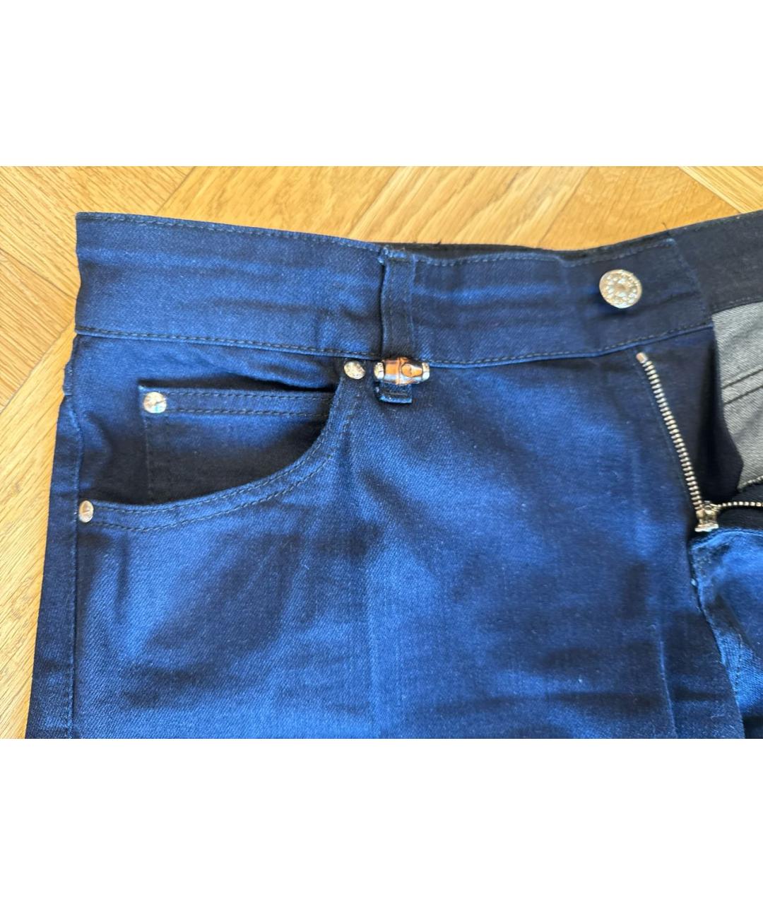 GUCCI Темно-синие хлопковые джинсы клеш, фото 4