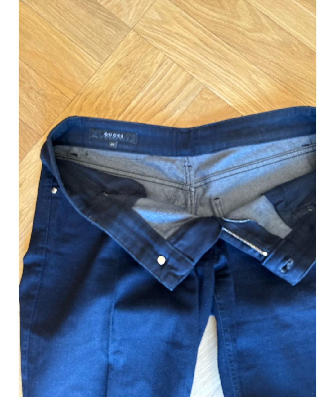 GUCCI Темно-синие хлопковые джинсы клеш, фото 3