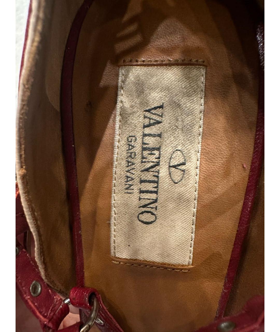 VALENTINO Бордовые кожаные босоножки, фото 3