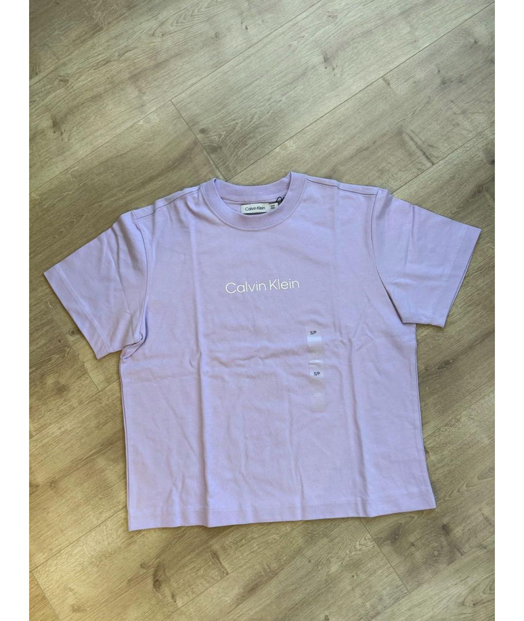 CALVIN KLEIN Фиолетовая хлопковая футболка, фото 4