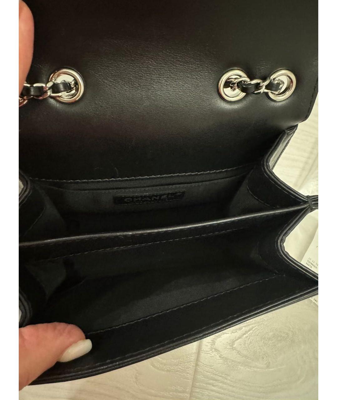 CHANEL PRE-OWNED Черная кожаная сумка с короткими ручками, фото 4