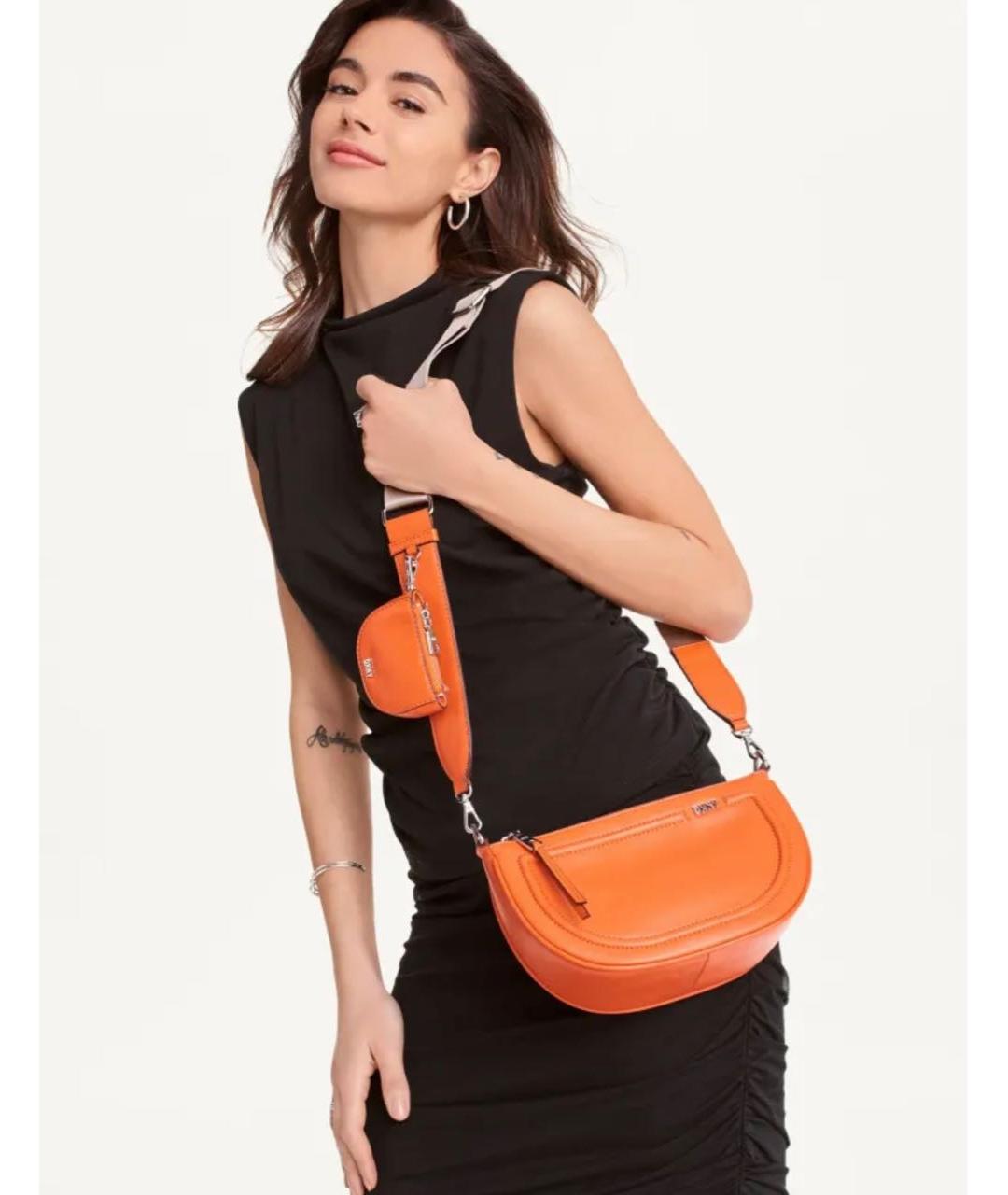 DKNY Оранжевая сумка через плечо из искусственной кожи, фото 4