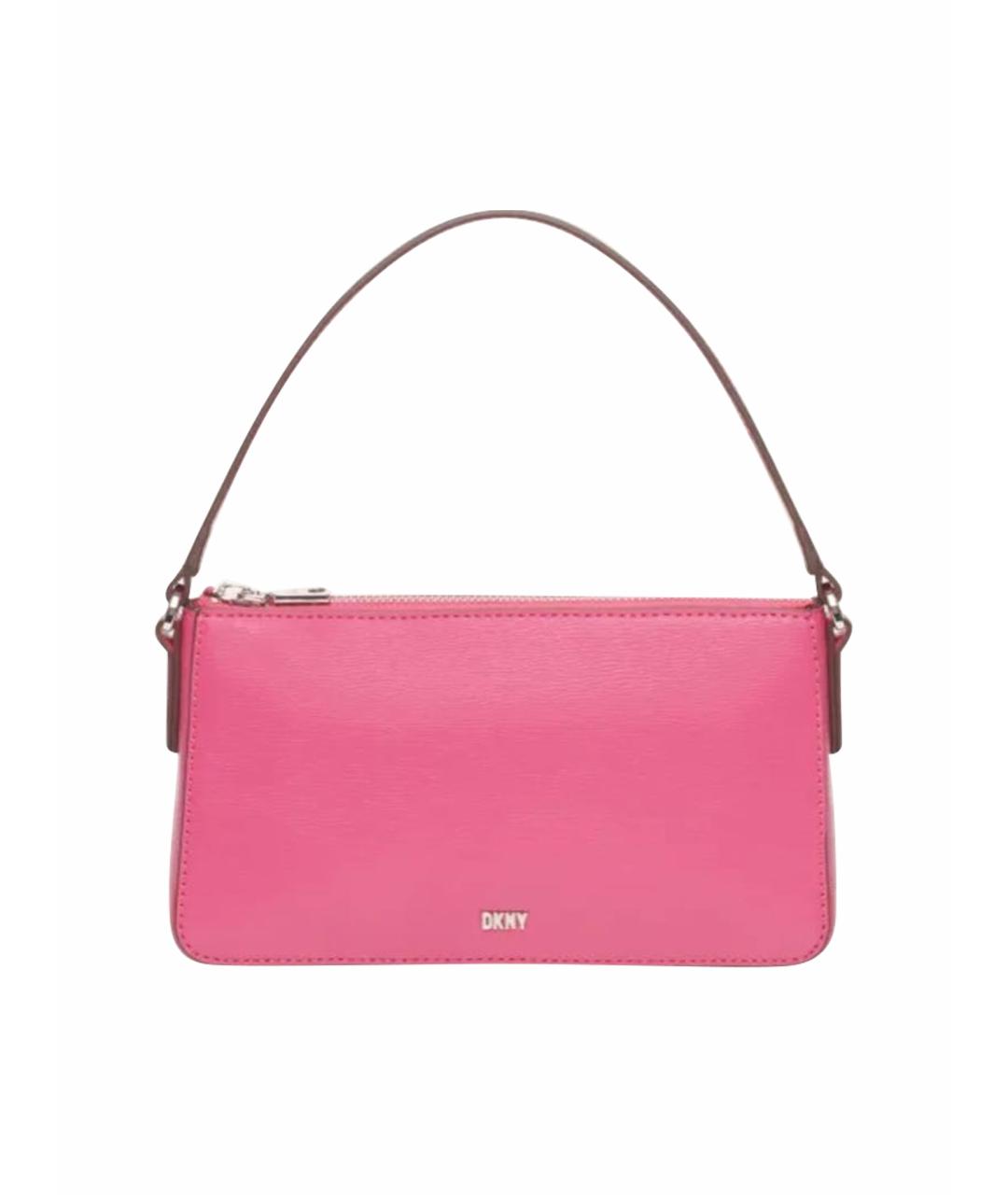 DKNY Розовая кожаная сумка через плечо, фото 1
