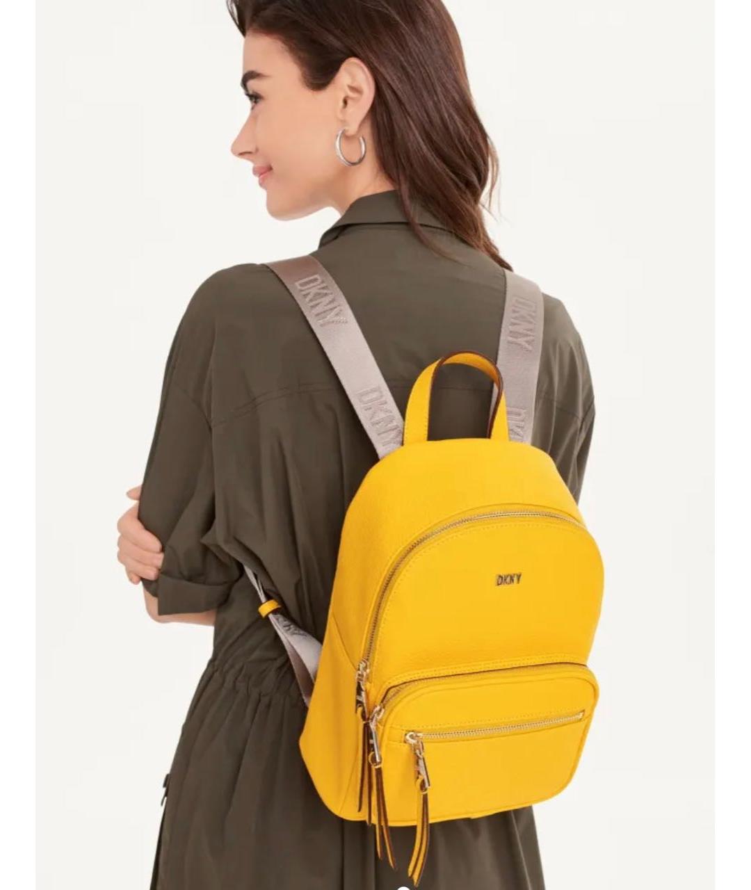 DKNY Желтый рюкзак из искусственной кожи, фото 4