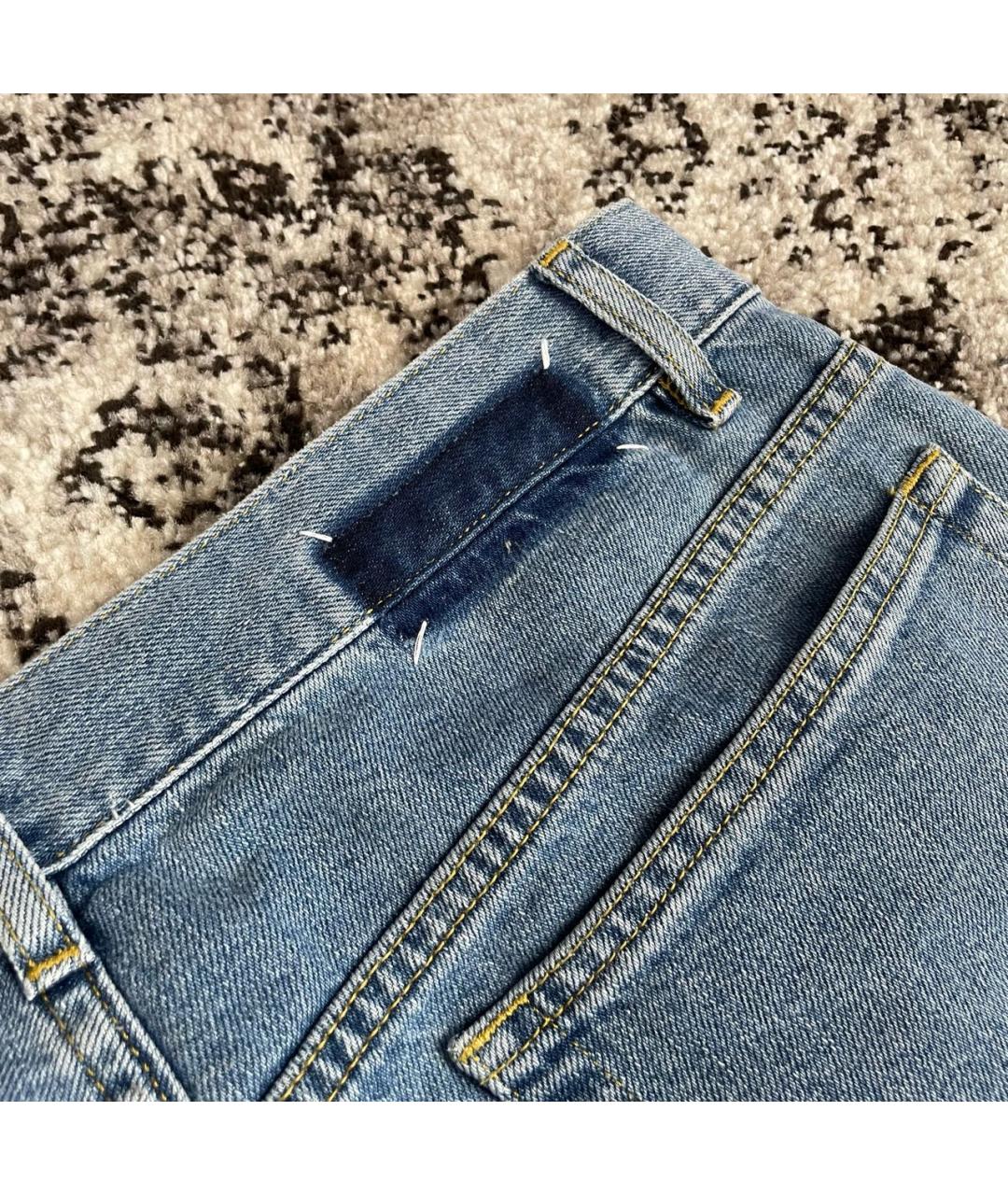 MAISON MARGIELA Голубые хлопко-эластановые прямые джинсы, фото 5